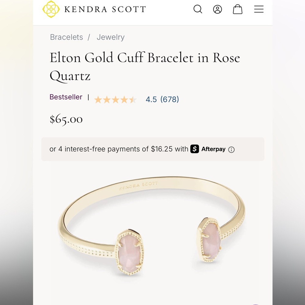 Kendra Scott Gold Cuff Bracelet with Pink Stone